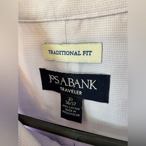 Jos A Bank Traveler Traditional Fit Shirt 20x36/37 Purple Button-Down Big & Tall